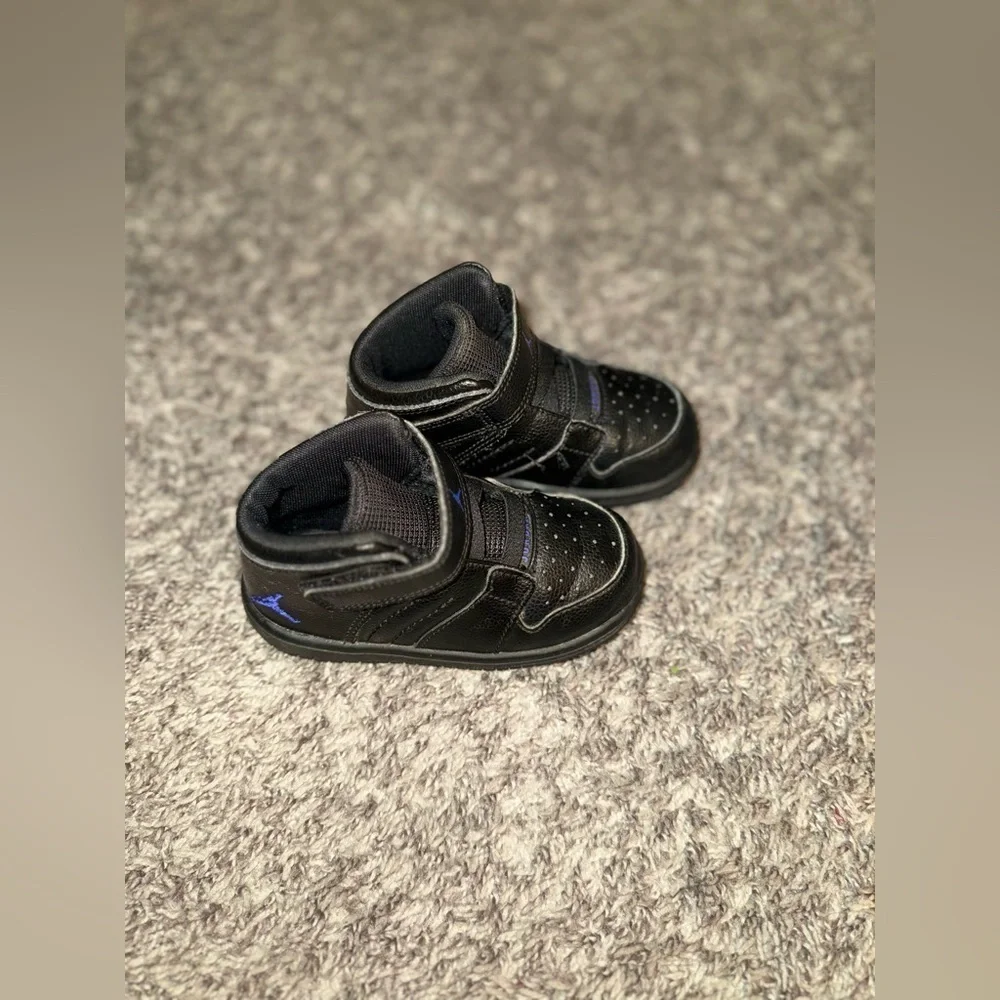 2016 Toddler Baby Jordan 1 Flight 4 Sneakers Sz 7C Black & Blue